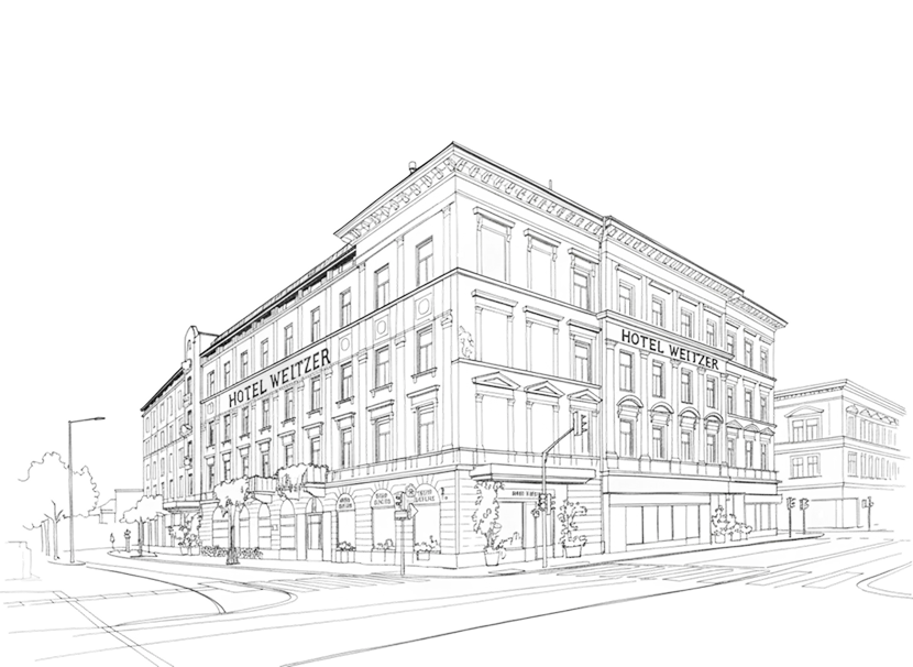Zeichnung des Hotel Weitzer
